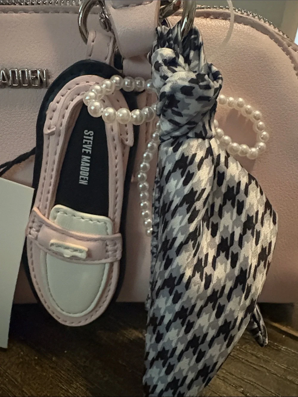 Steve Madden Pale Pink Satchel with Charm Accent